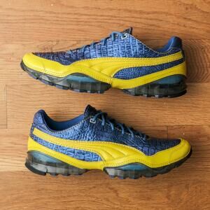 Puma‎ Cell Mio Blue Alligator Print Sneakers Yellow Trim Men Size US 10.5 UK 9.5